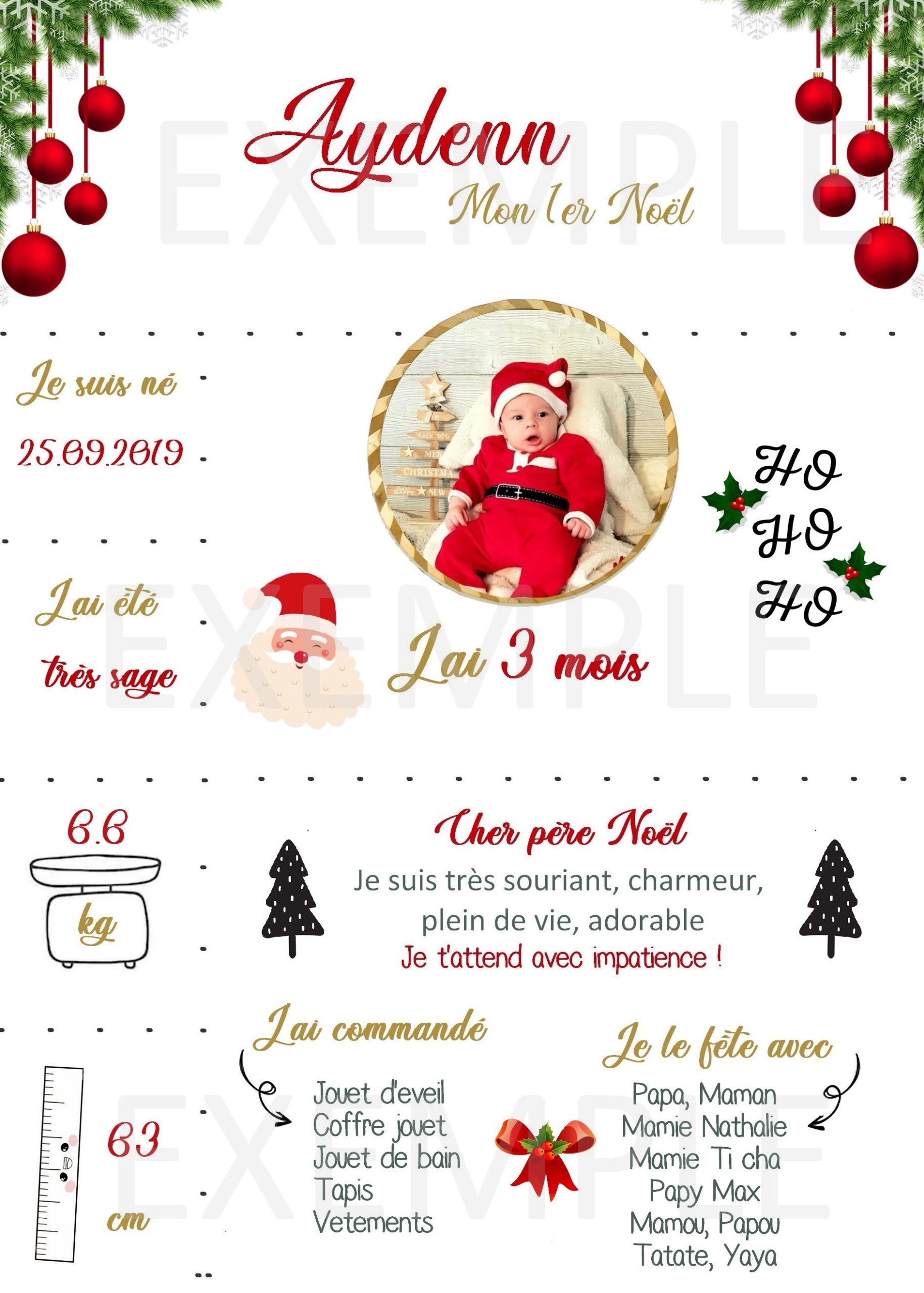 Affiche Noël numerique - Affiche Personnalisée